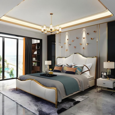 Bed Pillow Design Luxury Double Hotel Beds Double 180x200cm Bedroom Leather