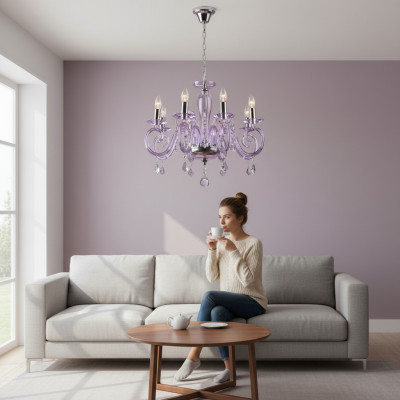 Bohemia Modern Light Ceiling Light Chandelier Crystal Purple Lamp Chandelier