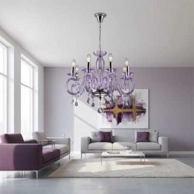 Bohemia Modern Light Ceiling Light Chandelier Crystal Purple Lamp Chandelier