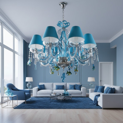 Blue ceiling light chandelier design lamps chandelier crystal