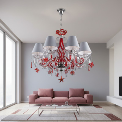 Chandelier Antique Style Red Light Ceiling Lamps Luster Lamp Crystal Design