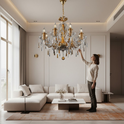 Gold-plated ceiling light, lights design chandelier lamps crystal chandelier.