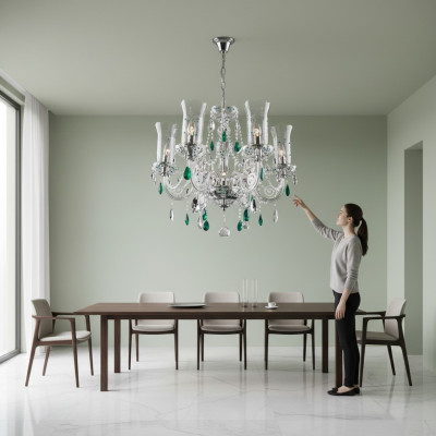 Design Bohemia Chandelier Ceiling Lights Blue Crystal Lamp Fixtures