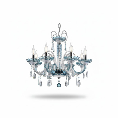 Design Chandelier Bohemia Ceiling Light Blue Crystal Lamp Lamps Lighting