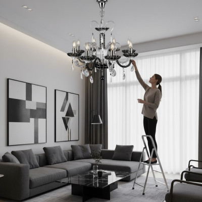 Chandelier Bohemia Ceiling Light Black Crystal Lamp Lamps Lights New