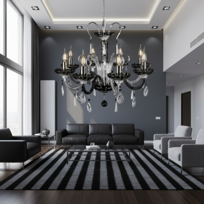 Chandelier Bohemia Ceiling Light Black Crystal Lamp Lamps Lights New