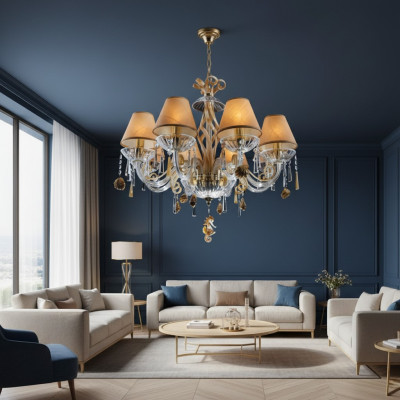 Luster Crystal Chandelier Hanging Light Bohemia Ceiling Lamp