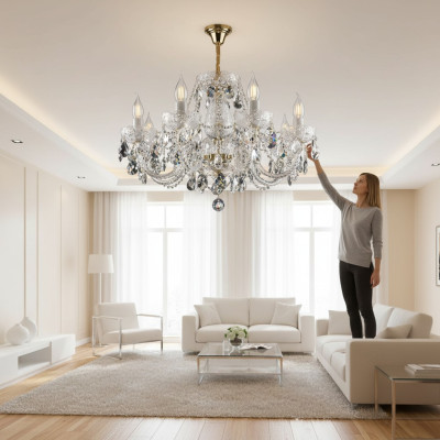XXL Light 8x Lamp Chandelier Palace Villa Lighting Lamp Crystal Lustre