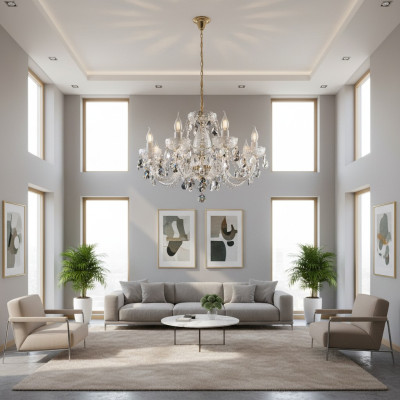 XXL Light 8x Lamp Chandelier Palace Villa Lighting Lamp Crystal Lustre