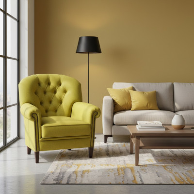 Wingback armchair upholstered sofa single-seater relax Chesterfield.