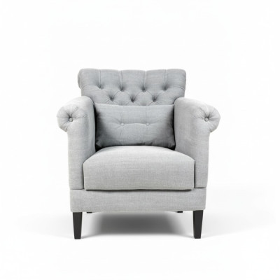 Armchair Club Lounge Designer Chair Upholstered Sofa Single Seater Relax TV Grey