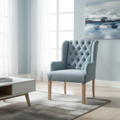 Blue Chesterfield Chair Hotel Furniture Seat Upholstered Chair Armchair