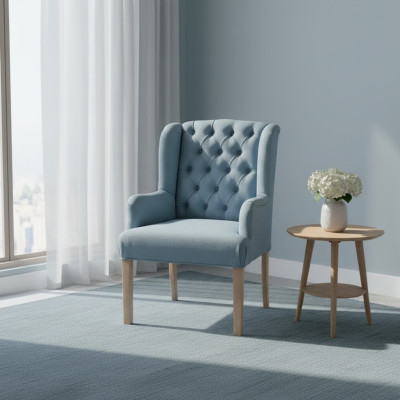 Chesterfield Light Blue Chairs Stylish Armchairs Hotel Furnishing Upholstered Chair Set of 6