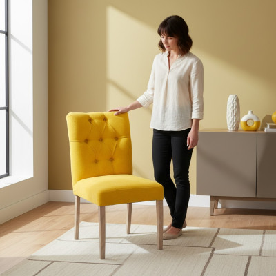 Designer yellow chairs Chesterfield set chair x2-set