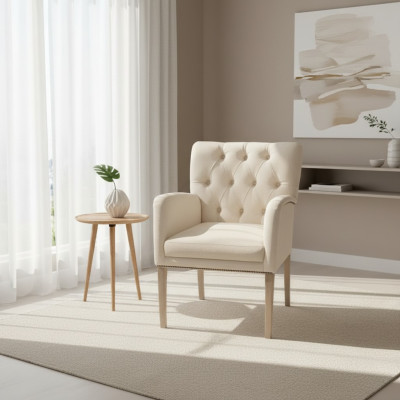 Modern white Chesterfield upholstered armchair single seat dining room chairs textile