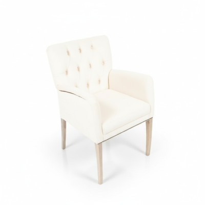 Modern white Chesterfield upholstered armchair single seat dining room chairs textile