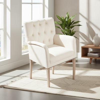 White Chesterfield Seating Set Dining Room Group Chairs x4 Armchairs Lounge Chairs