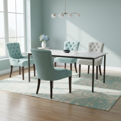 Classic Chesterfield Blue Chair Upholstered Armchair Textile Armchair