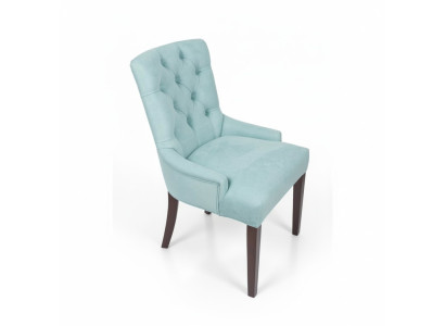 Light blue set of 4 designer Chesterfield upholstered chairs