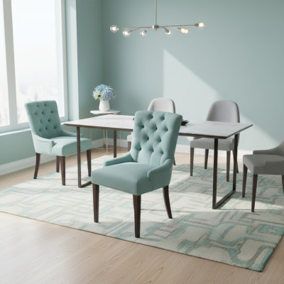 Design chairs Chesterfield suite chair upholstery hotel group 6xSet new textile