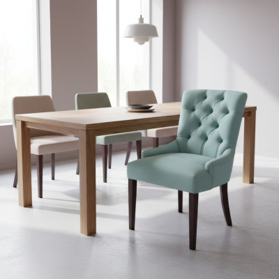 Light Blue Chesterfield Chair Set Modern Dining Chairs Dining Room 8-Piece Chair Set