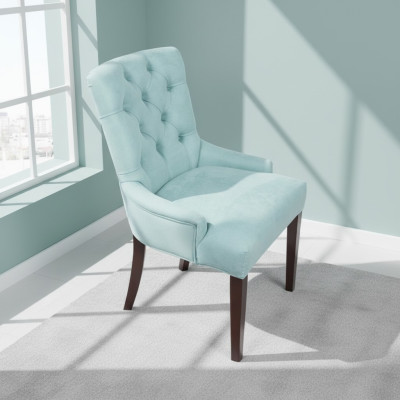 Modern Light Blue Chesterfield Chair Set Designer Armchairs Luxurious Seating Furniture