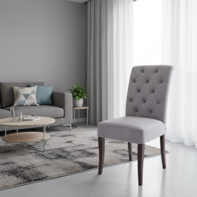 Exclusive Grey Chesterfield Chair Luxury Single-Seater Designer Dining Room Chairs