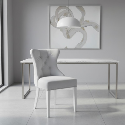 Gray Upholstered Chesterfield Chair Designer Armchairs Dining Room Furniture