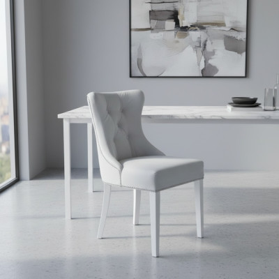 Designer grey chairs Chesterfield design upholstered chair set of 4