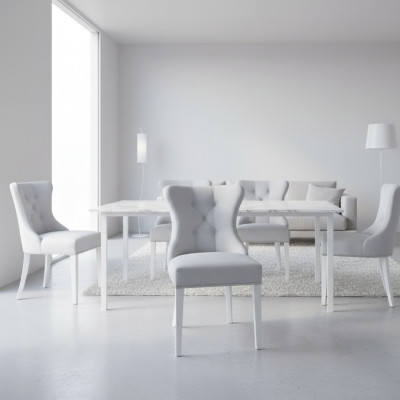 Gray Chesterfield Seating Group Modern Dining Room Upholstered Chairs Luxury Seater