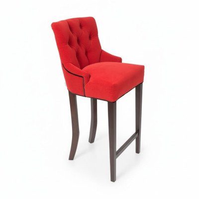 Red Chesterfield Bar Stool Designer Stool Set of 4 Upholstered Set Solid Wood Chairs