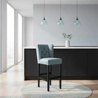 Blue Bar Stool 2-Piece Set Fabric Bar Stools Bar Stools Counter Chair Chesterfield Chairs