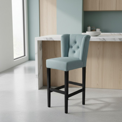 Blue Chesterfield Bar Stools 4-Piece Chair Set Designer Bar Stools