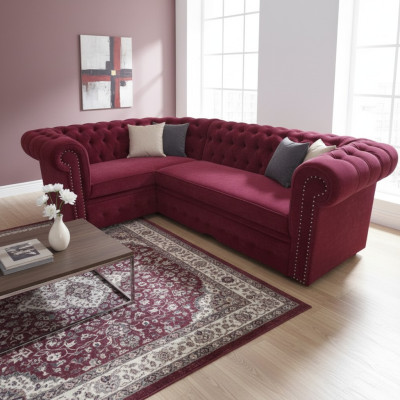 Chesterfield sectional upholstered sofa corner set velvet upholstered seats corner sofas