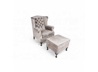 Ottoman Beige Designer Luxury Ottoman Upholstered Seat Textile Relaxation Side Sofa