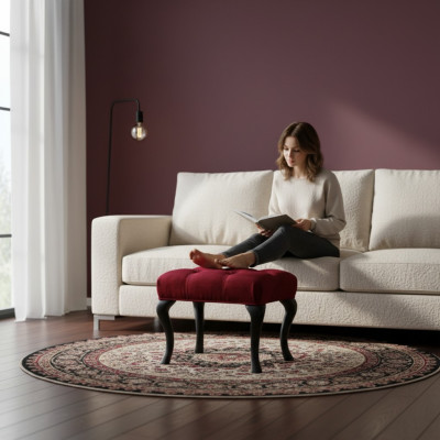Ottoman Roma Designer Luxury Ottoman Upholstered Seat Textile Relax Side Sofa New