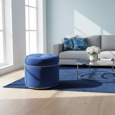 Chesterfield Pouf Textile Footstool Round Stool Upholstered Stool Seat Pouf New