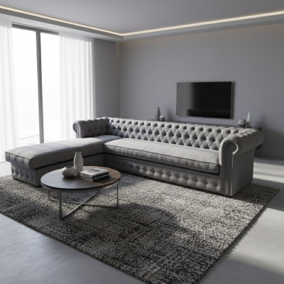 Corner sofa Chesterfield fabric textile corner couch sofa upholstery couch corner suite