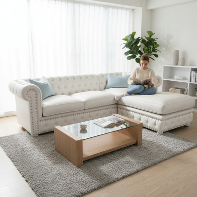 Sofa Velvet Corner Sofa Chesterfield Textile Fabric Corner Couch Upholstered Couch Corner Suite