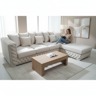 Chesterfield Design Sofa Corner Couch Upholstery Seat Corner Unit Modern Textile