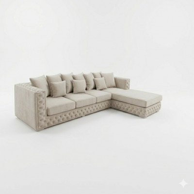 Chesterfield Design Sofa Corner Couch Upholstery Seat Corner Unit Modern Textile