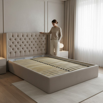 Chesterfield bed upholstery double hotel decor beds bedroom 180x200cm