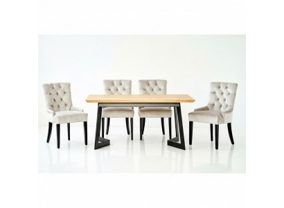 Design dining room table + 4 Chesterfield armchairs seating group chairs