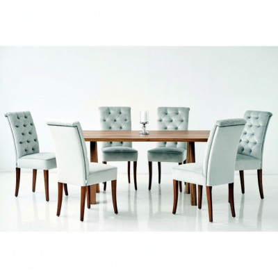 Dining Room Table Set: 4 Chesterfield Armchairs, 5-Piece Dining Room Set