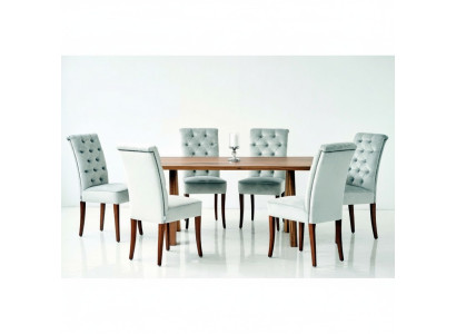 Dining Room Table Set: 4 Chesterfield Armchairs, 5-Piece Dining Room Set