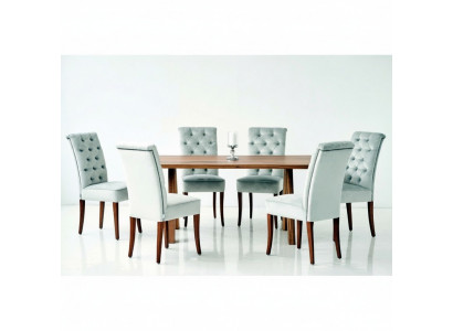 Dining Room Table Set: 4 Chesterfield Armchairs, 5-Piece Dining Room Set