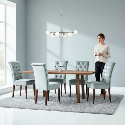 Modern Chesterfield dining set luxurious dining table x6 Chesterfield chairs