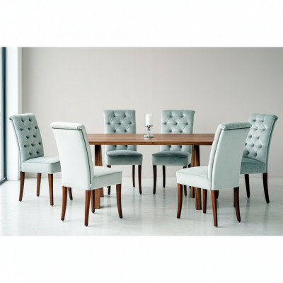 Modern Chesterfield dining set luxurious dining table x6 Chesterfield chairs