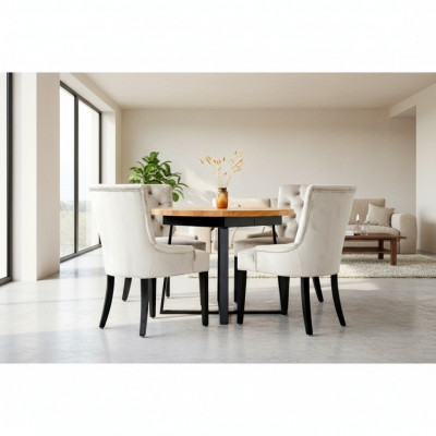 Design dining room table + 6 Chesterfield armchairs seating group chairs