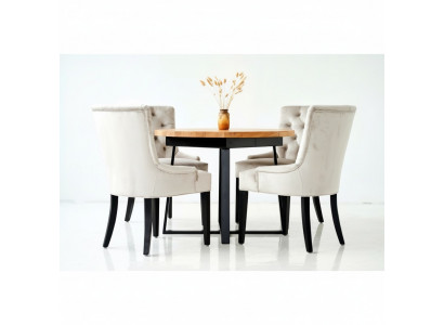 Design dining room table + 6 Chesterfield armchairs seating group chairs